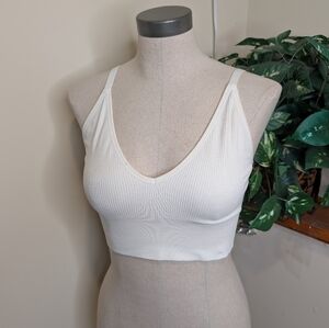 Harper Wilde Lounge Rib Triangle Bralette – Longline Pullover – Large – White